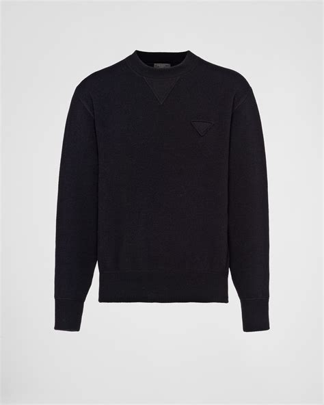 pull prada homme noir|Pull en laine Noir .